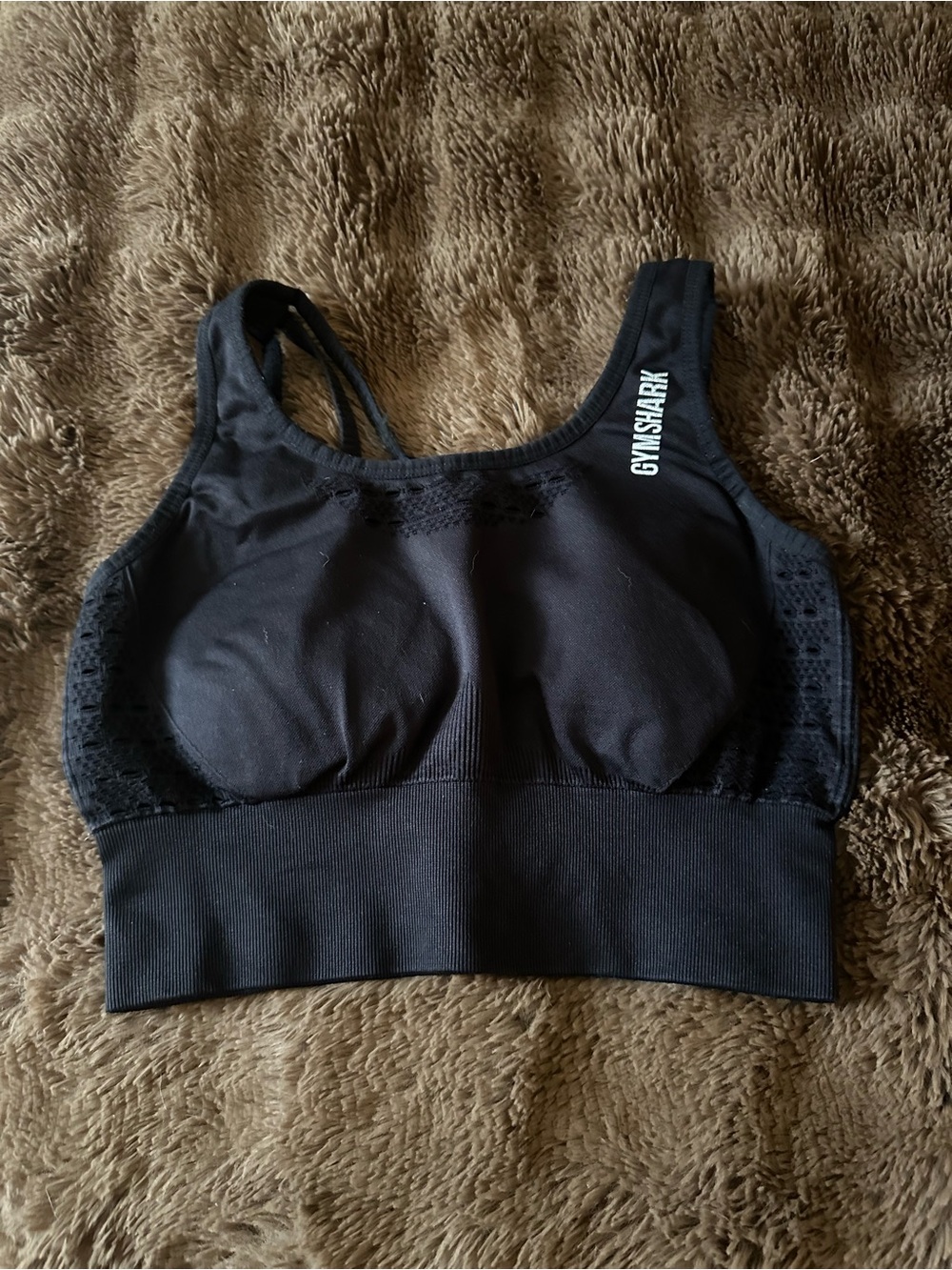 Gymshark Black Seamless Sports Bra with Wide Underband